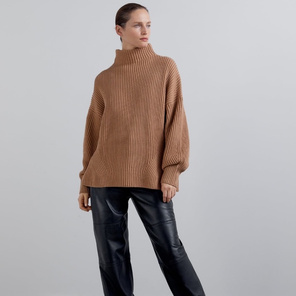 Zara Tan Knit Wool Blend Turtleneck Sweater - Picture 2 of 10